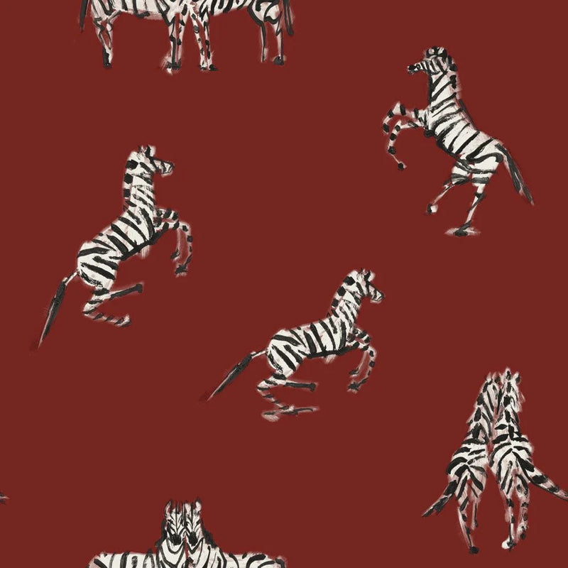 media image for Zebras in Love Self-Adhesive Wallpaper (Single Roll) in Love Red by Tempaper 265