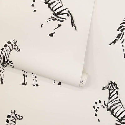 product image for Zebras in Love Self-Adhesive Wallpaper (Single Roll) in Waverly White by Tempaper 26