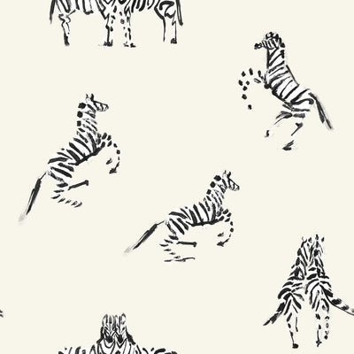 product image for Zebras in Love Self-Adhesive Wallpaper (Single Roll) in Waverly White by Tempaper 41