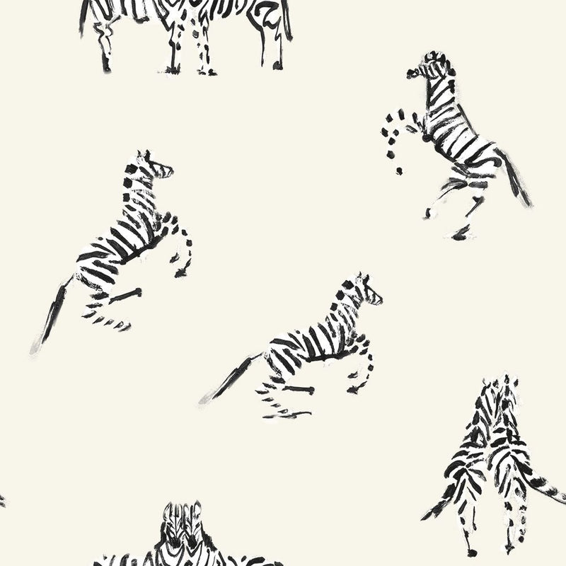 media image for Zebras in Love Self-Adhesive Wallpaper (Single Roll) in Waverly White by Tempaper 240