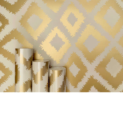 product image for Zigzag Wallpaper in Metallic Gold and Oatmeal by Stacey Day 51