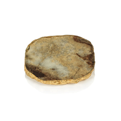 product image of agate marble glass coaster w gold rim brown tone ch 5955 1 542