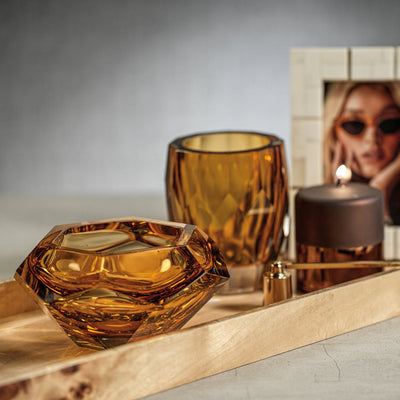 product image for la boheme hand made polished cut glass bowl amber ch 6031 3 33