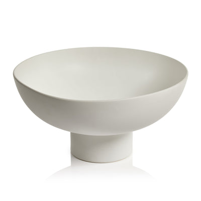 product image for kumasi white ceramic footed bowl by zodax ch 6352 2 16