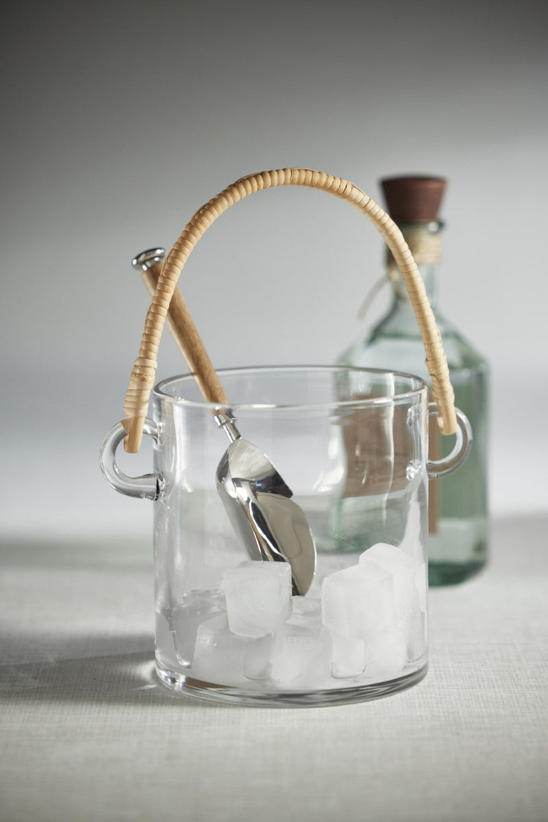 media image for Budva Glass Ice Bucket / Wine Cooler with Rattan Handle 221