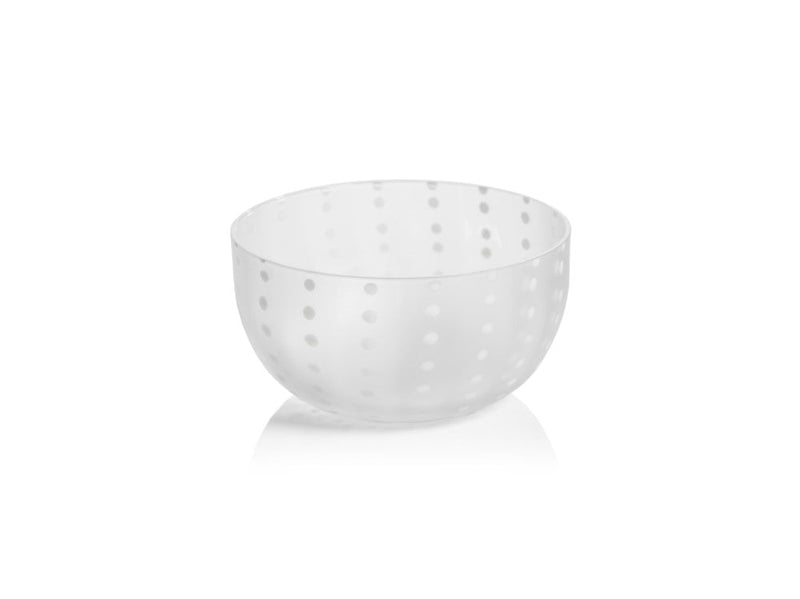 media image for Parma White Dot Condiment Frosted Glass Bowls - Set of 4 250