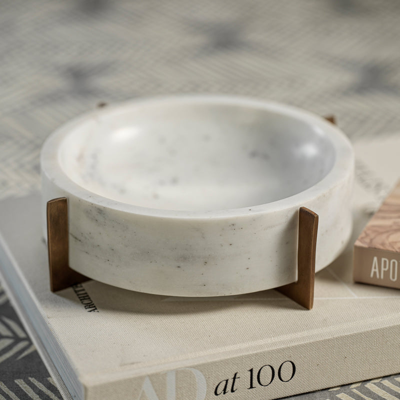 media image for catania marble bowl on metal base by zodax in 7369 4 215