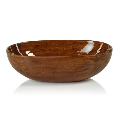 product image of prato oval mango wood bowl in walnut enamel by zodax in 7220 1 525
