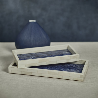 product image for mahar rectangular bone w blue inlay tray by zodax in 7262 2 15