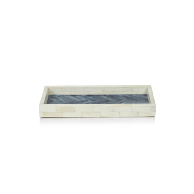 product image of mahar rectangular bone w blue inlay tray by zodax in 7262 1 514