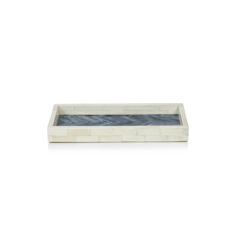 media image for mahar rectangular bone w blue inlay tray by zodax in 7262 1 262