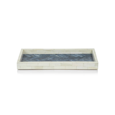 product image for mahar rectangular bone w blue inlay tray by zodax in 7262 4 52