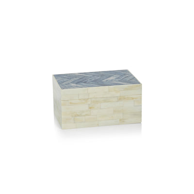 product image for mahar bone box w blue herringbone pattern lid by zodax in 7270 1 92