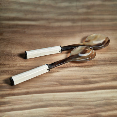 product image for nadine horn salad server set w bone handle by zodax in 7328 2 85