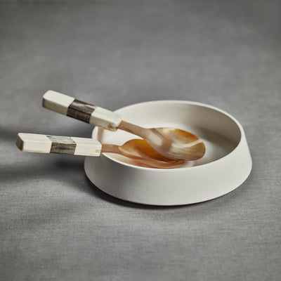 product image for renata horn salad server set w bone etched handle by zodax in 7329 3 10