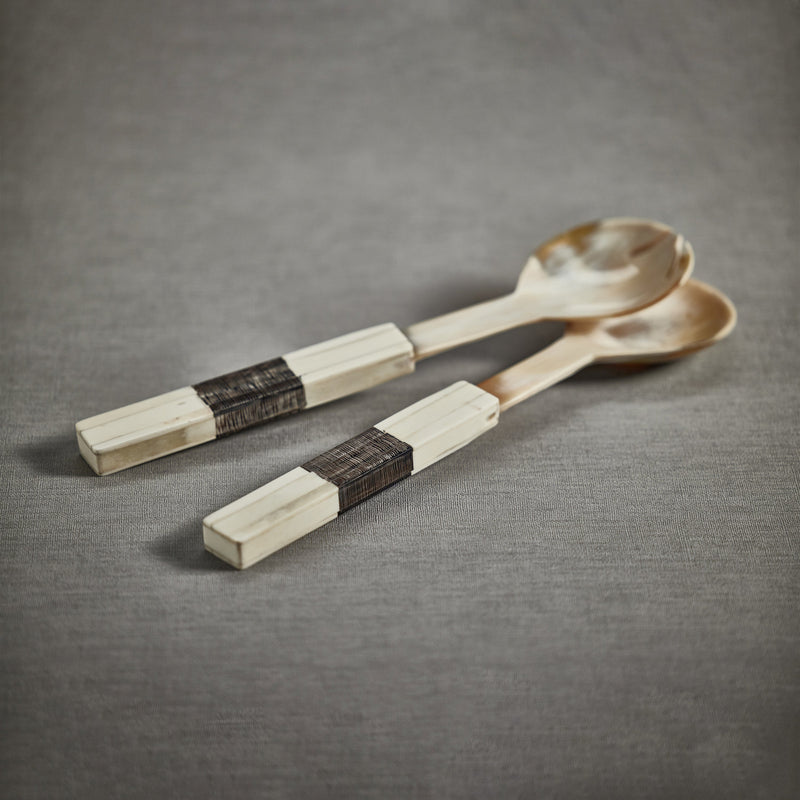 media image for rory horn salad server set w bone etched handle by zodax in 7330 2 213