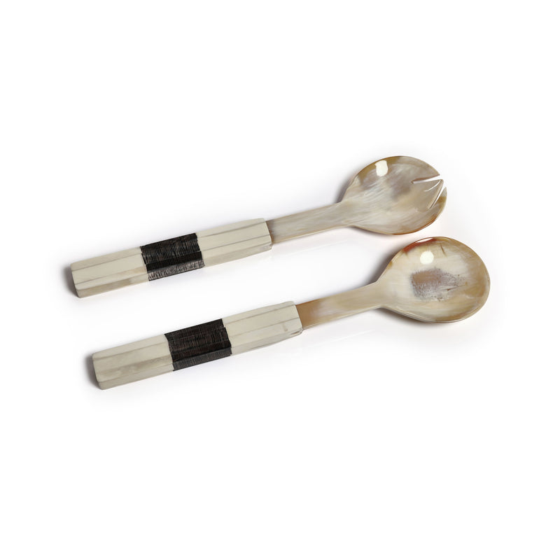 media image for rory horn salad server set w bone etched handle by zodax in 7330 1 235