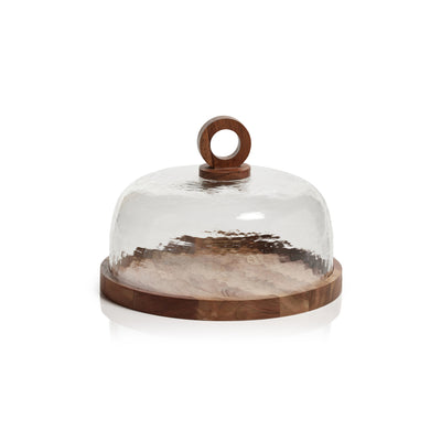 product image of marion wood cheese board w hammered glass cloche by zodax in 7340 1 586