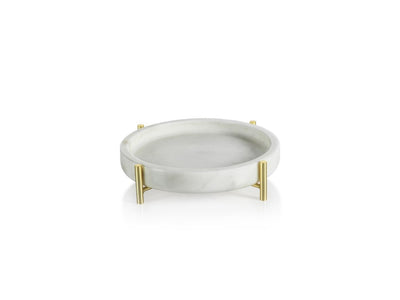 product image for Pordenone Round Marble Tray on Metal Stand 19