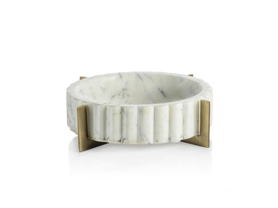 product image for Pordenone Scalloped Marble Bowl on Metal Stand 13