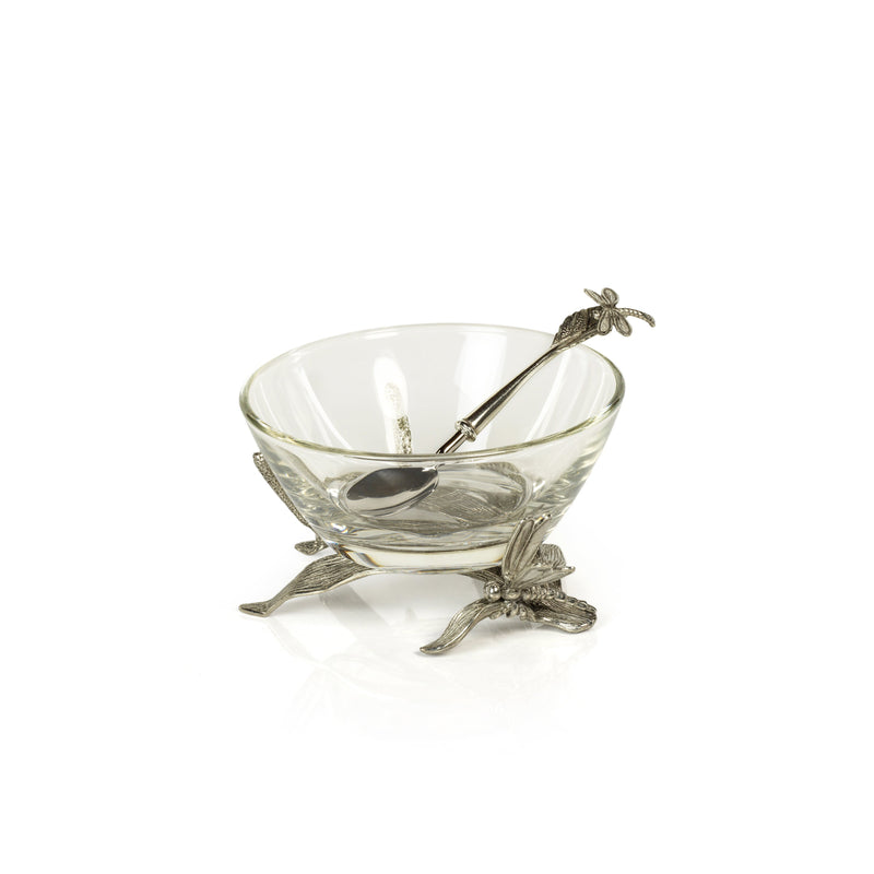 media image for dragonfly on stalk pewter w glass bowl by zodax th 1661 1 270