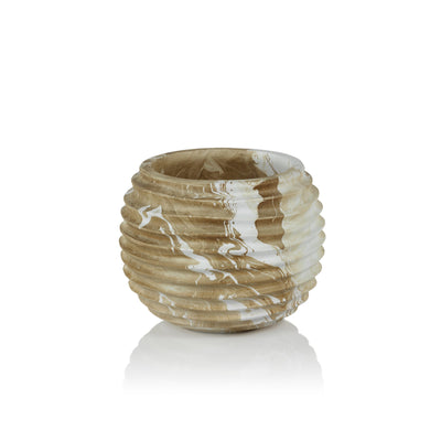 product image for bellshill mango wood marbleized cocoon pot by zodax th 1676 3 76