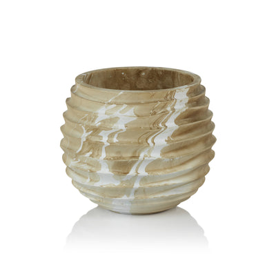product image for bellshill mango wood marbleized cocoon pot by zodax th 1676 5 94