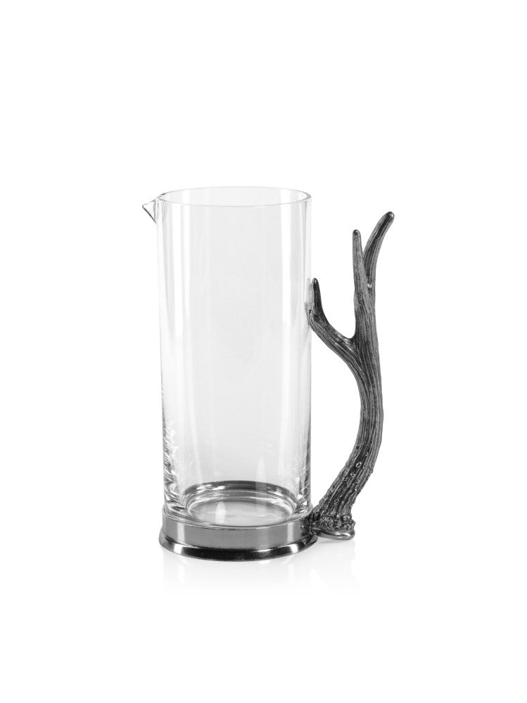 media image for Malachi Rock Glass Pitcher with Pewter Antler Handle 20
