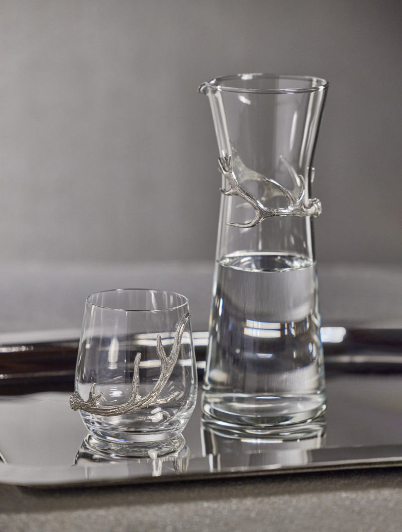media image for Malachi Glass Carafe with Pewter Antler 221