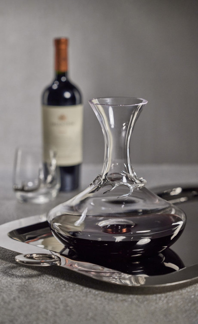 media image for Malachi Glass Wine Decanter with Pewter Antler 217