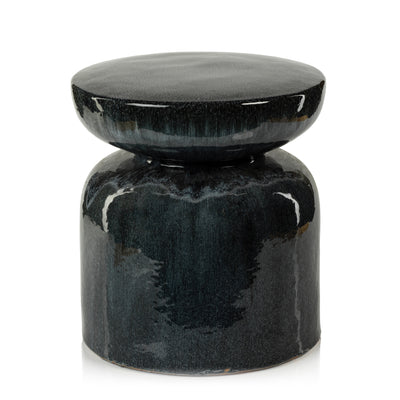 product image for denim blue gray glazed stoneware stool by zodax vt 1372 1 99