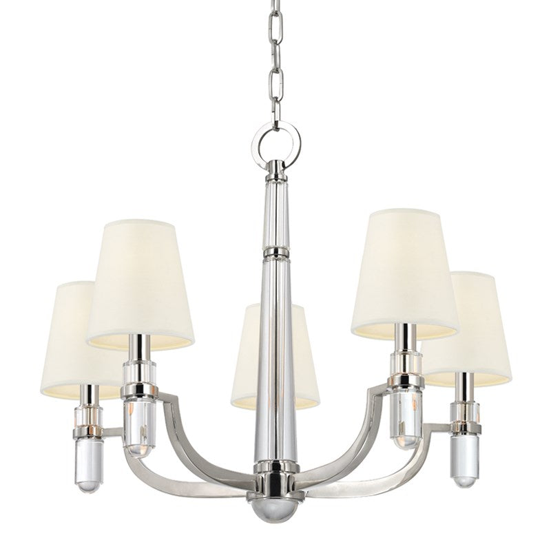 media image for dayton 5 light chandelier white shade design by hudson valley 1 270
