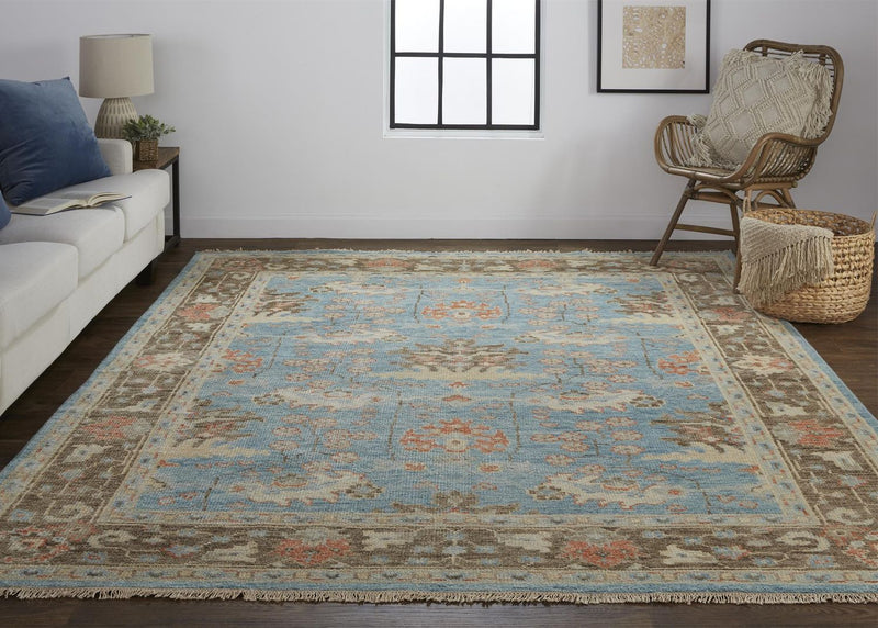 media image for Bennet Hand Knotted Blue and Brown Rug by BD Fine Roomscene Image 1 27