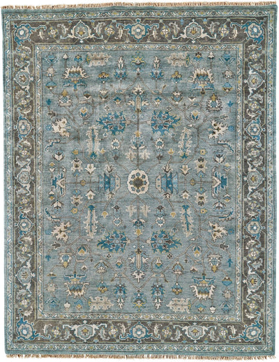 product image of Alden Hand Knotted Blue and Gray Rug by BD Fine Flatshot Image 1 585