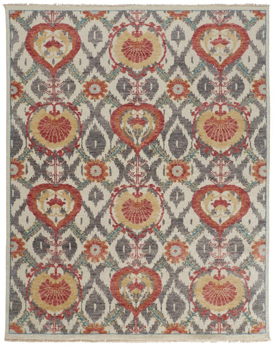 product image of Bennet Hand Knotted Orange and Gray Rug by BD Fine Flatshot Image 1 54