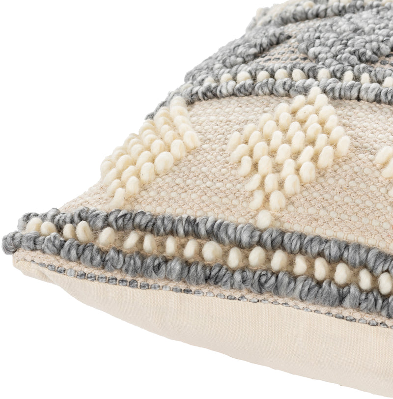 media image for Anders ADR-006 Hand Woven Square Pillow Cream & Medium Gray by Surya 214