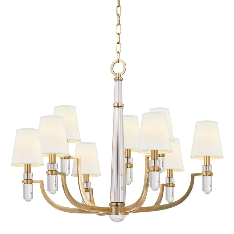 media image for dayton 9 light chandelier white shade design by hudson valley 2 258