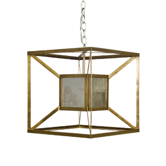 product image for gold iron box pendant with antique mirror 1 92