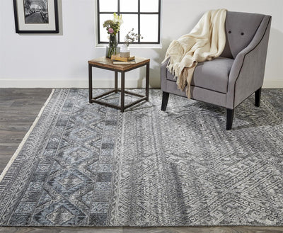 product image for Eckhart Hand Knotted Gray and Blue Rug by BD Fine Roomscene Image 1 42