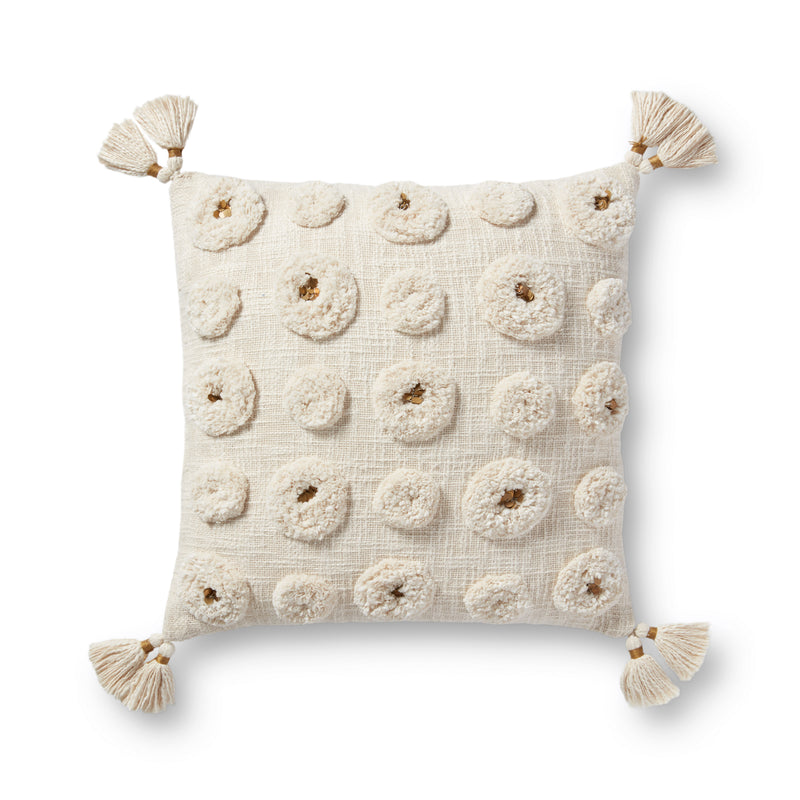 media image for Woven and Embroidered Ivory Pillow Flatshot Image 1 283