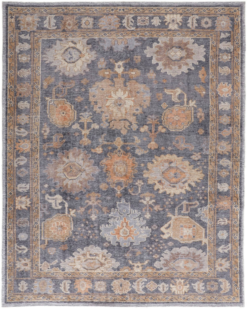 media image for Tierney Hand-Knotted Ornamental Stone Blue/Apricot Tan Rug 1 261