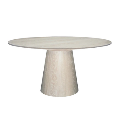product image of round cerused oak dining table base with 59 diameter tapering top 1 529