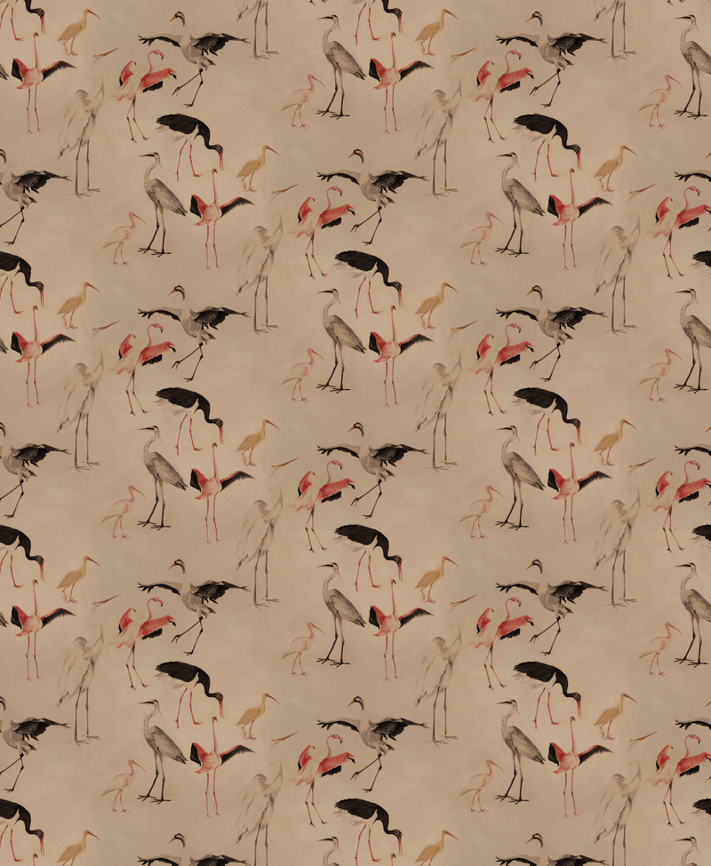 media image for Bird Dance Wallpaper in Egret Plume 246