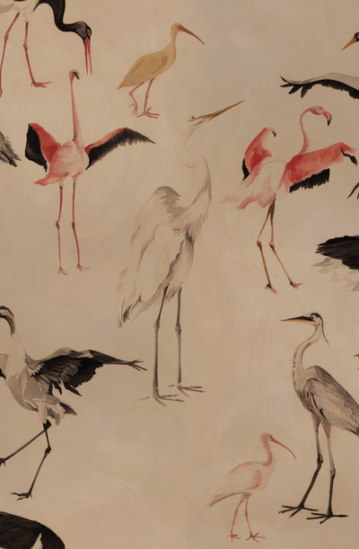 product image of Bird Dance Wallpaper in Egret Plume 591
