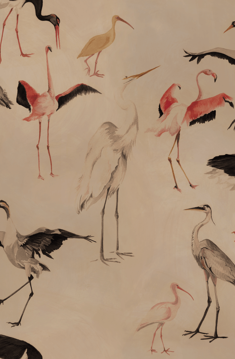media image for Bird Dance Wallpaper in Egret Plume 234