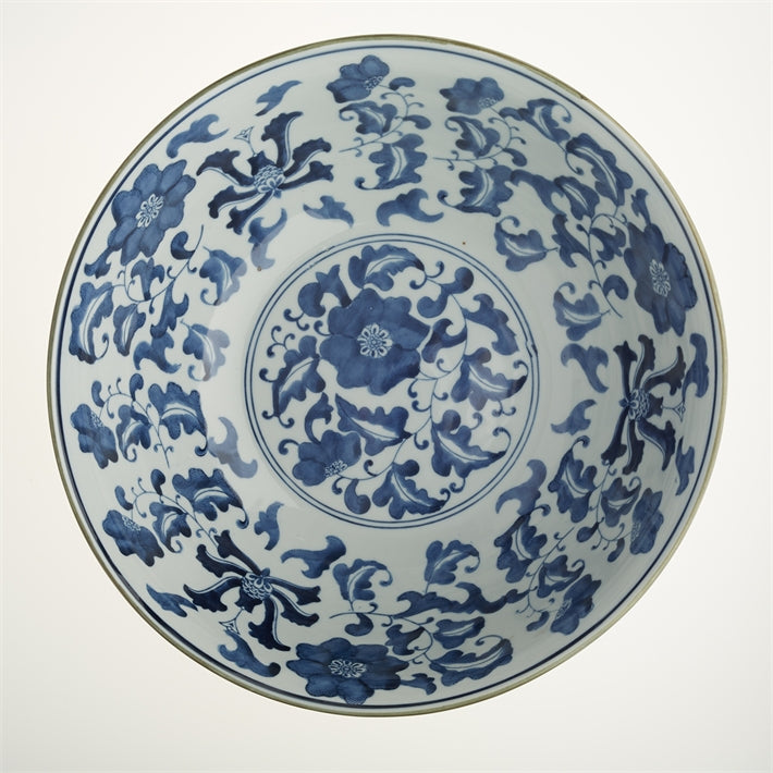 media image for Set of 2 Blue and White Lotus Flower Lianzu Decorative Bowls design by Tozai 254