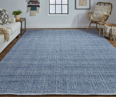 product image for Siona Handwoven Solid Color Navy/Denim Blue Rug 6 3
