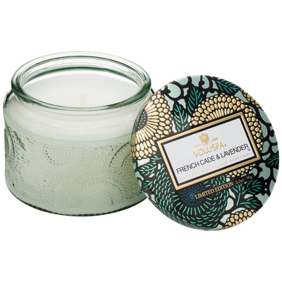 product image for Petite Embossed Glass Jar Candle in French Cade Lavender design by Voluspa 7