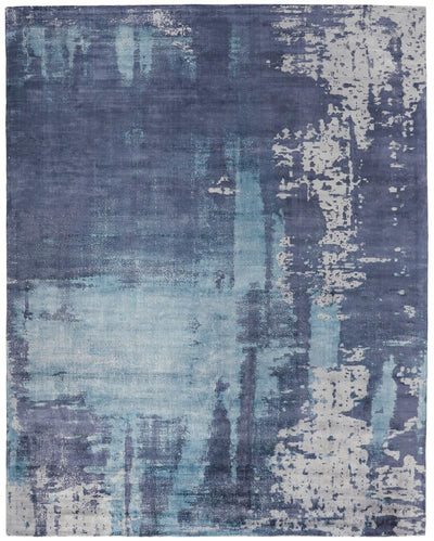 product image of Cashel Hand Woven Navy and Ocean Blue Rug by BD Fine Flatshot Image 1 56