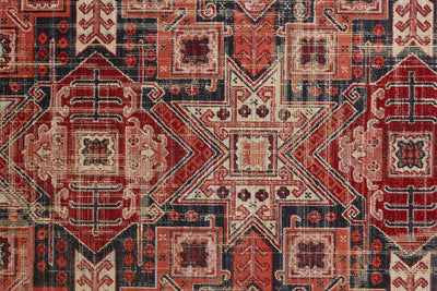 product image for Kezia Power Loomed Distressed Ochre Red/Charcaol Gray Rug 2 13